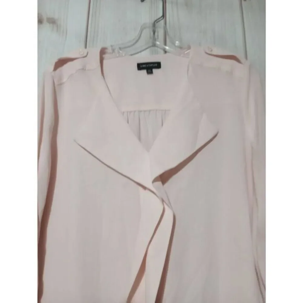 Lord and Taylor Shirt Ladies Large Blush Pink Chiffon Semi Sheer Long Sleeve Ruf